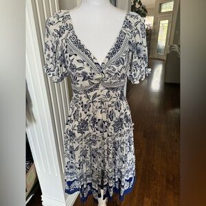 Floral Blue and White Dress